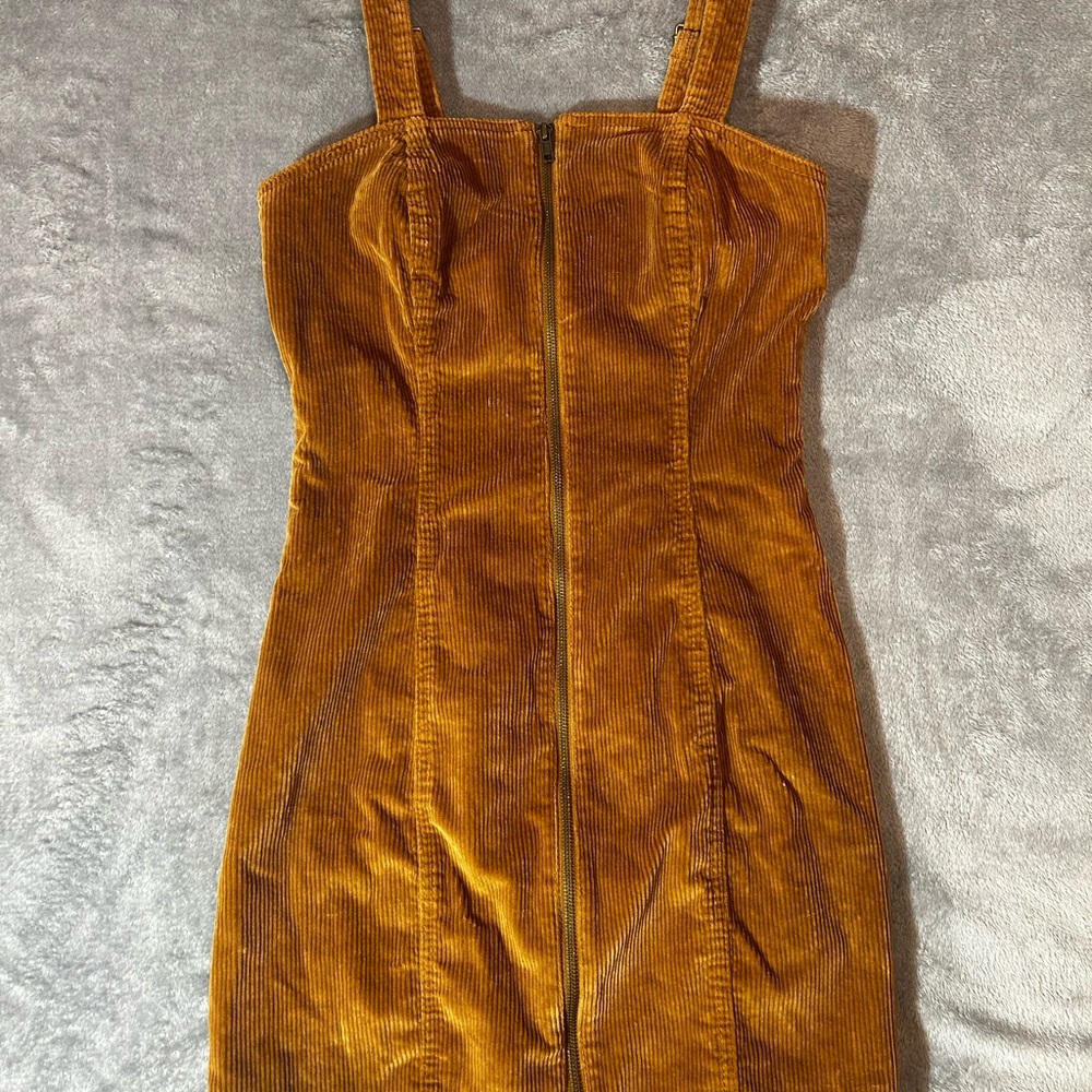 SO Corduroy Mini Dress in Warm Brown